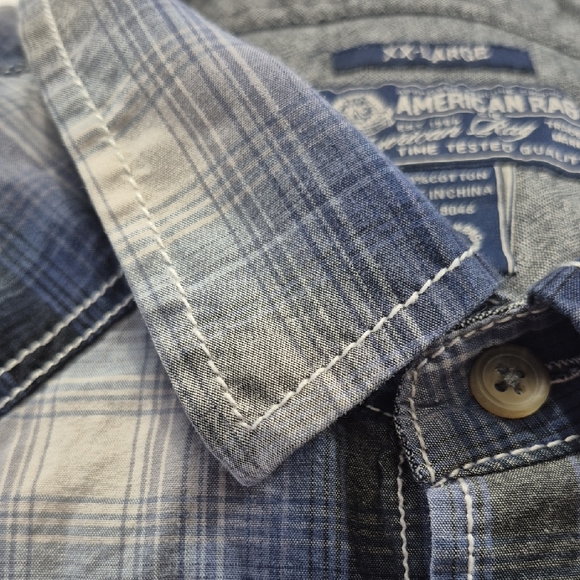 American Rag Men's XXL Long Sleeve Button Down Plaid Shirt - Blue and White - Picture 15 of 15